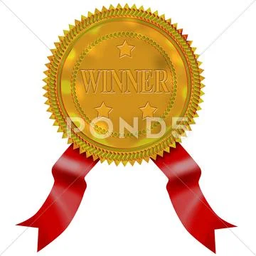 Gold seal red ribbon winner Stock Illustration