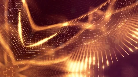 Gold seamless abstract background with particles. Virtual space with depth of Video stock 84802148