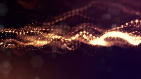 Gold seamless abstract background with particles. Virtual space with depth of Stock Footage 84803949