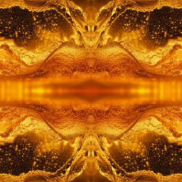 Gold seamless background with splashes of liquid gold. An abstraction with st Stock Illustration