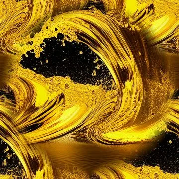 Gold seamless background with splashes of liquid gold. An abstraction with st Stock Illustration
