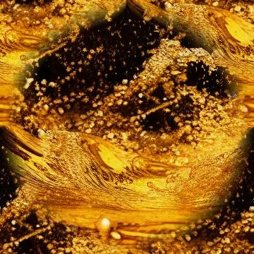 Gold seamless background with waves of liquid gold. An abstraction with liqui Stock Illustration