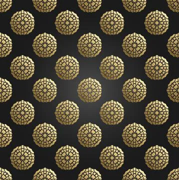 Gold seamless islamic pattern with radial ornament. Ramadan Kareem decoration Stock Illustration