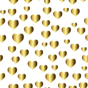 Gold seamless pattern, romantic golden background with hearts Stock Illustration