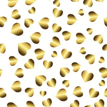 Gold seamless pattern, romantic golden background with hearts Stock Illustration
