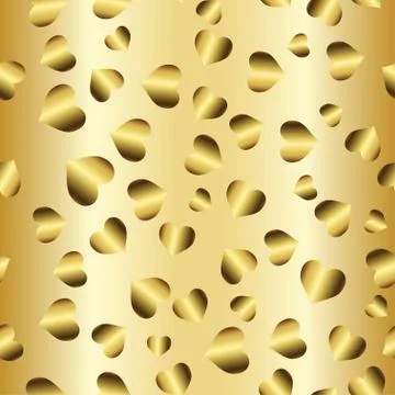 Gold seamless pattern, romantic golden background with hearts Stock Illustration