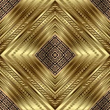 Gold seamless pattern. Vector ornamental textured 3d background. Ornate repea イラスト素材