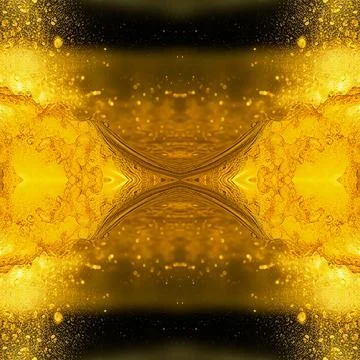 Gold seamless symmetrical background with splashes of liquid gold. An abstrac Stock Illustration