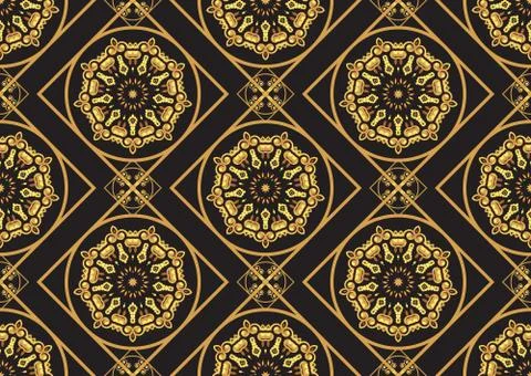 A gold seamlessl pattern for the card or invitation with Islam, Stock Illustration