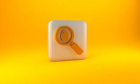 Gold Search and easter egg icon isolated on yellow background. Happy Easter Stock Illustration