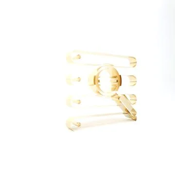 Gold Search in a browser window icon isolated on white background. 3d illustr Stock Illustration