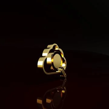 Gold Search cloud computing icon isolated on brown background. Magnifying gla 库存插图
