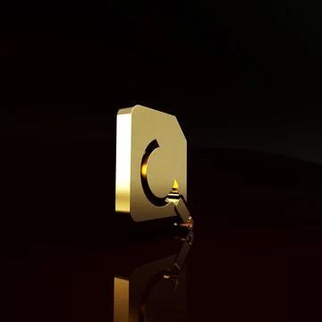 Gold Search concept with folder icon isolated on brown background. Magnifying Stock-Illustration