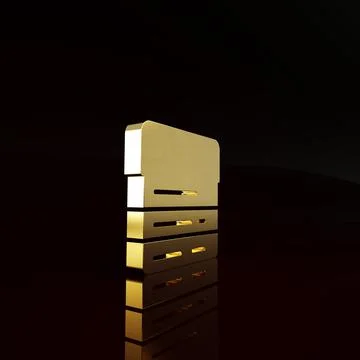 Gold Search engine icon isolated on brown background. Minimalism concept. 3d  Stock Illustration