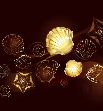 Gold seashells Stock Illustration