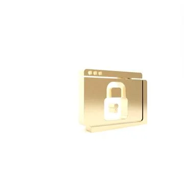 Gold Secure your site with HTTPS, SSL icon isolated on white background. Inte Stockillustratie
