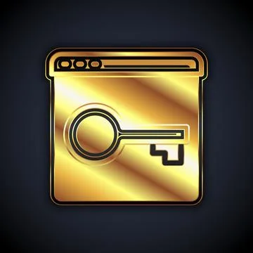 Gold Secure your site with HTTPS, SSL icon isolated on black background 스톡 일러스트