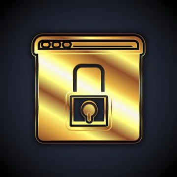 Gold Secure your site with HTTPS, SSL icon isolated on black background. Inte 스톡 일러스트