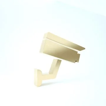 Gold Security camera icon isolated on white background. 3d illustration 3D re Stock Illustration