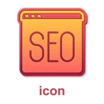 Gold SEO optimization icon isolated on white background.  Vector 스톡 일러스트