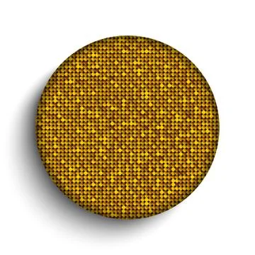 Gold sequin circle button on white background. Stock Illustration
