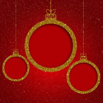 Gold Sequin Frame. Star sky. Christmas Ball. Illustrazione stock