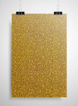 Gold sequin poster on the wall. Eps 10. Illustrazione stock