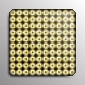 Gold sequin square button on background. Stock Illustration