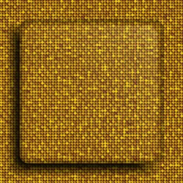 Gold sequin square button on background. Stock Illustration