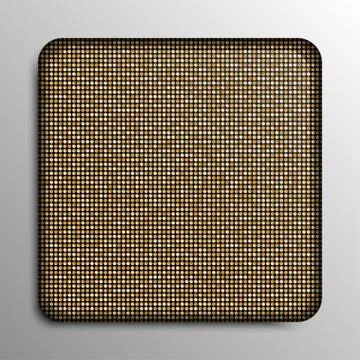 Gold sequin square button on background. Stock Illustration