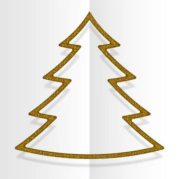 Gold Sequins Christmas Tree. Winter. New Year. Illustrazione stock