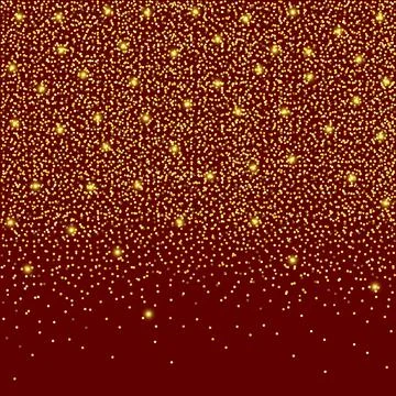 Gold sequins on a red background. Shining lights Stock Illustration