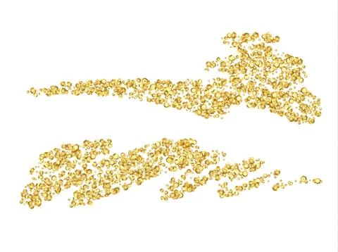 Gold sequins texture realistic design isolated on white background, golden gl Illustrazione stock