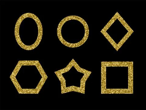 Gold Sequins Vector Frames Set. Holiday Backgrounds Stock Illustration