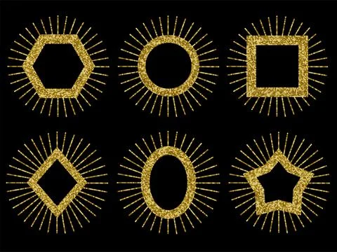 Gold Sequins Vector Frames set. Holiday Backgrounds Stock Illustration