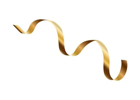 Gold serpentine streamer ribbon vector background. Golden celebration paper.. Stock Illustration