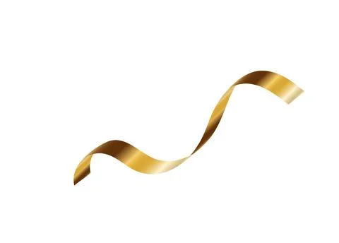 Gold serpentine streamer ribbon vector background. Golden celebration paper.. Stock Illustration