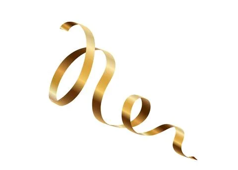 Gold serpentine streamer ribbon vector background. Golden celebration paper.. Stock Illustration