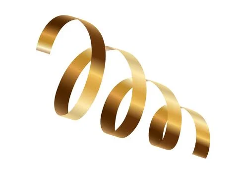 Gold serpentine streamer ribbon vector background. Golden celebration paper.. Stock Illustration