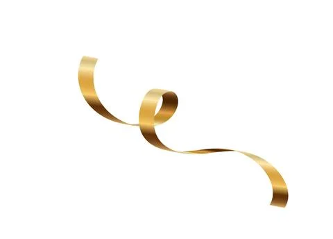 Gold serpentine streamer ribbon vector background. Golden celebration paper.. Stock Illustration