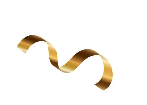 Gold serpentine streamer ribbon vector background. Golden celebration paper.. Stock Illustration