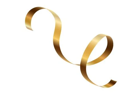 Gold serpentine streamer ribbon vector background. Golden celebration paper.. Stock Illustration
