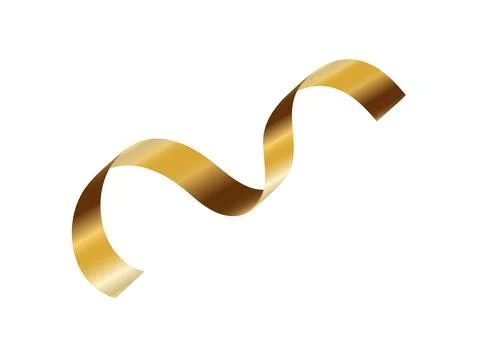 Gold serpentine streamer ribbon vector background. Golden celebration paper.. Stock Illustration