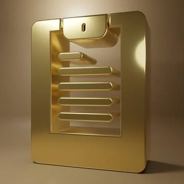 Gold Server, Data report icon isolated on brown background. Minimalism conc.. イラスト素材