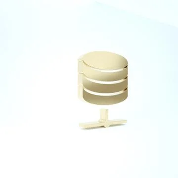 Gold Server, Data, Web Hosting icon isolated on white background. 3d illustra Illustrazione stock