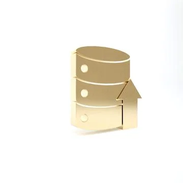 Gold Server, Data, Web Hosting icon isolated on white background. 3d illustra イラスト素材