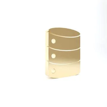 Gold Server, Data, Web Hosting icon isolated on white background. 3d illustra Illustrazione stock
