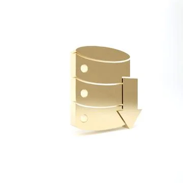 Gold Server, Data, Web Hosting icon isolated on white background. 3d illustra Illustrazione stock