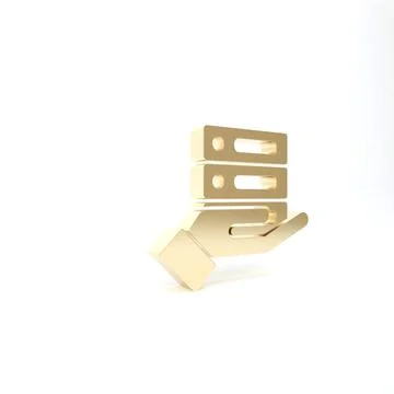Gold Server, Data, Web Hosting icon isolated on white background. 3d illustra Illustrazione stock