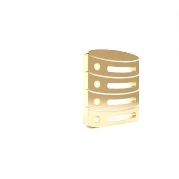 Gold Server, Data, Web Hosting icon isolated on white background. 3d illustra 스톡 일러스트